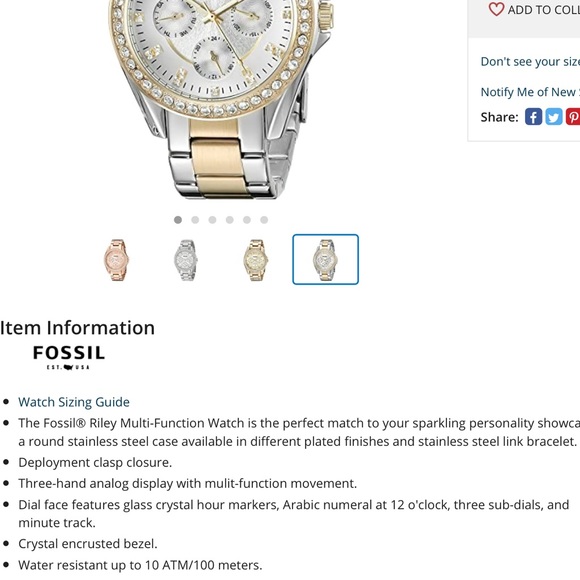 Fossil Riley multifunction silver bracelet watch - Picture 9 of 9